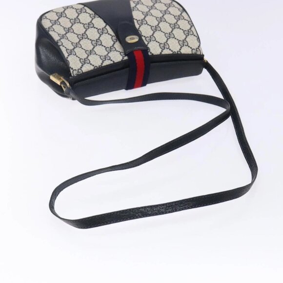 GUCCI GG Supreme Sherry Line Shoulder Bag PVC Navy Gold 72 02 024 Auth BA5227 - Picture 8 of 16